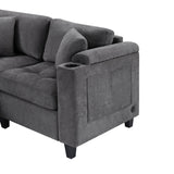U Shaped Sectional Sofa, Corner Living Room Couch With Built In Cup Holders, Storage, USB Ports