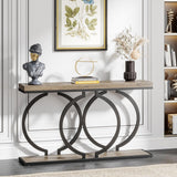 Console Table Narrow Long With Geometric Frame - Gray