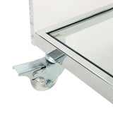 Elegant Acrylic Bar Cart With Tempered Glass Shelves And Rattan Metal Frame - Clear