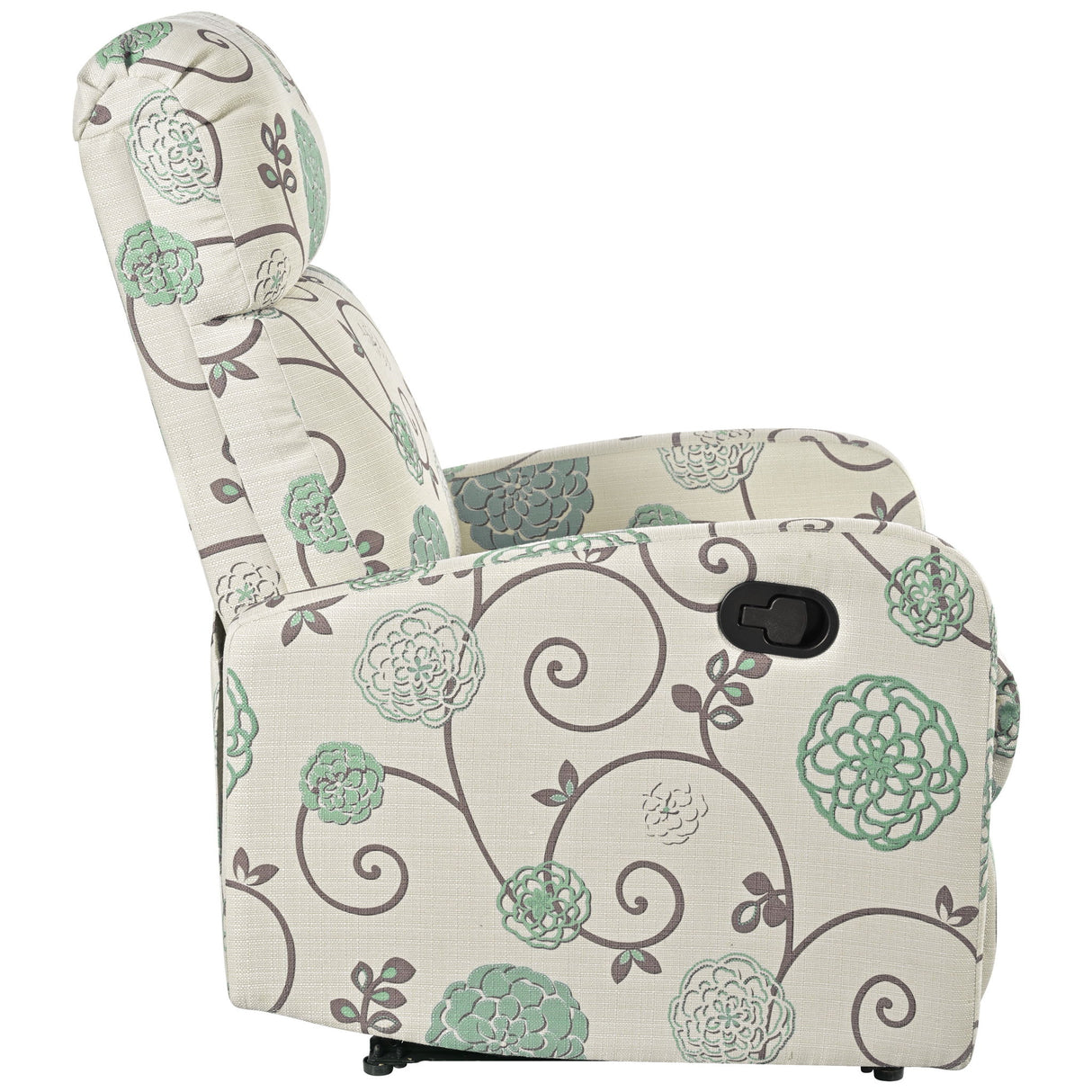 Modern Manual Recliner, Home Theater Chair With Adjustable Backrest For Living Room - Beige / Blue