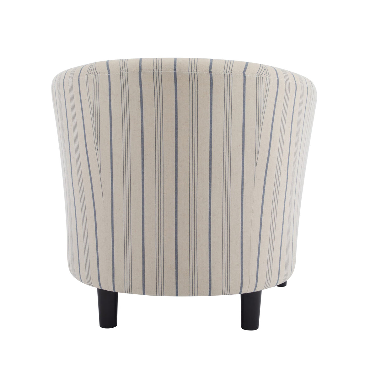 Modern Barrel Fabric Striped Barrel Chair With Channel Stitching - Beige / Blue Stripe