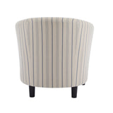 Modern Barrel Fabric Striped Barrel Chair With Channel Stitching - Beige / Blue Stripe