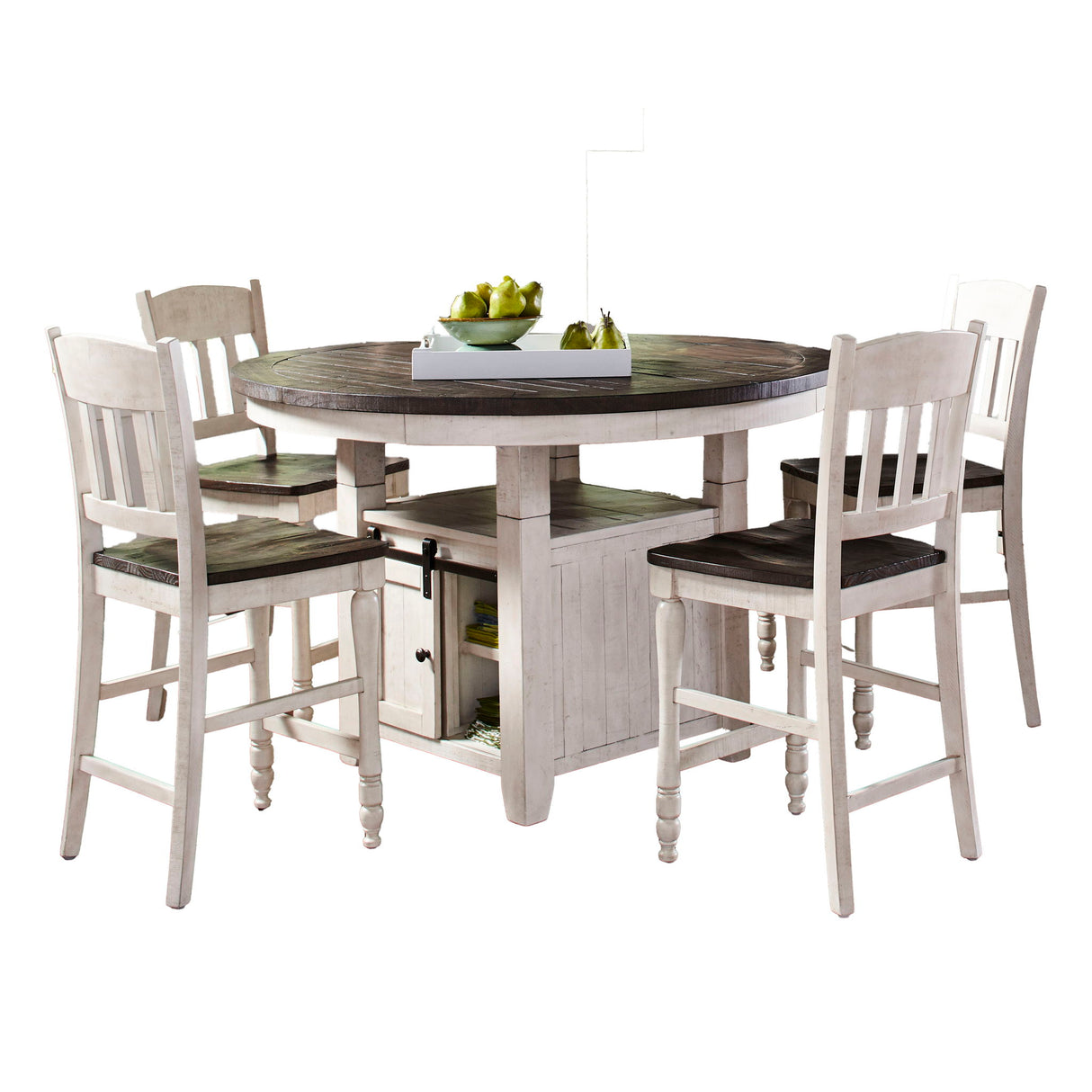 Madison County - Round Counter Set With Slatback Stools