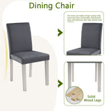 Dining Table Set, Table With A Rectangular Table And Upholstered Chairs