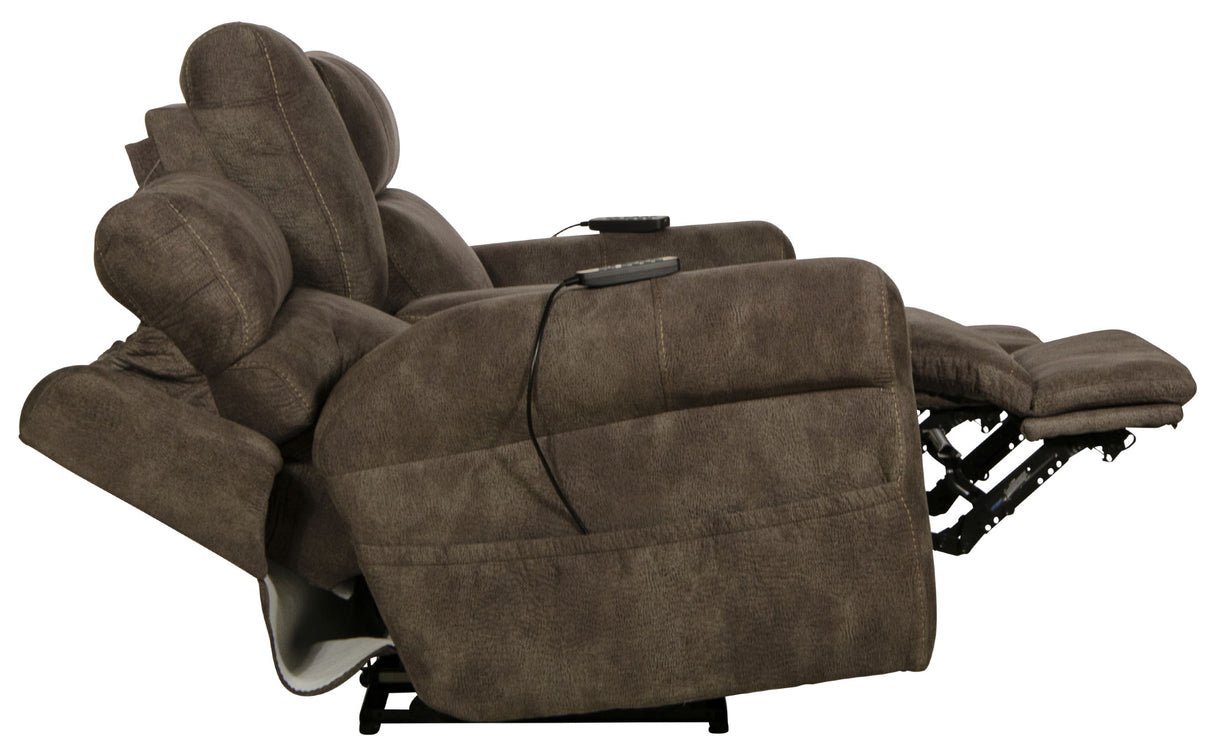 Tranquility - Power Headrest Power Lay Flat Reclining Cons Loveseat With CR3 Heat / Massage / Lumbar - Pewter