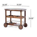 Wood And Aluminum Bar Cart With 2 Shelves - Oak / Silver