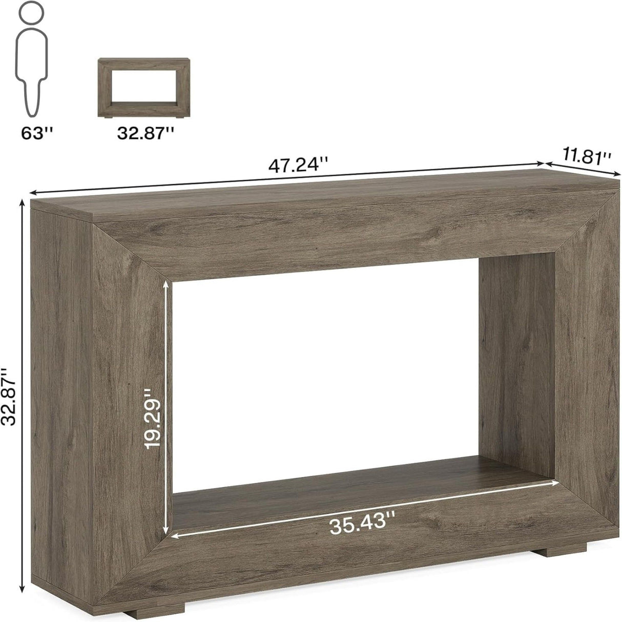 Narrow Entryway Storage Console Table With Open Shelf