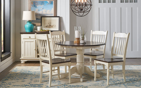 British Isles Dining British Isles Slatback Sidechair With Wood Seat