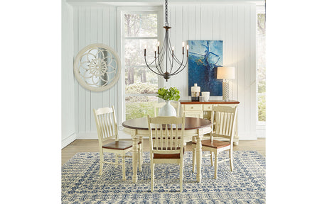 British Isles Dining Slatback Sidechair With Wood Seat