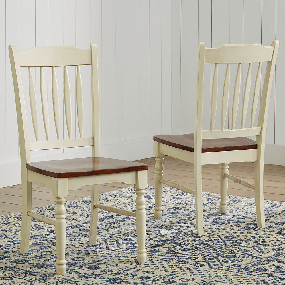 British Isles Dining Slatback Sidechair With Wood Seat