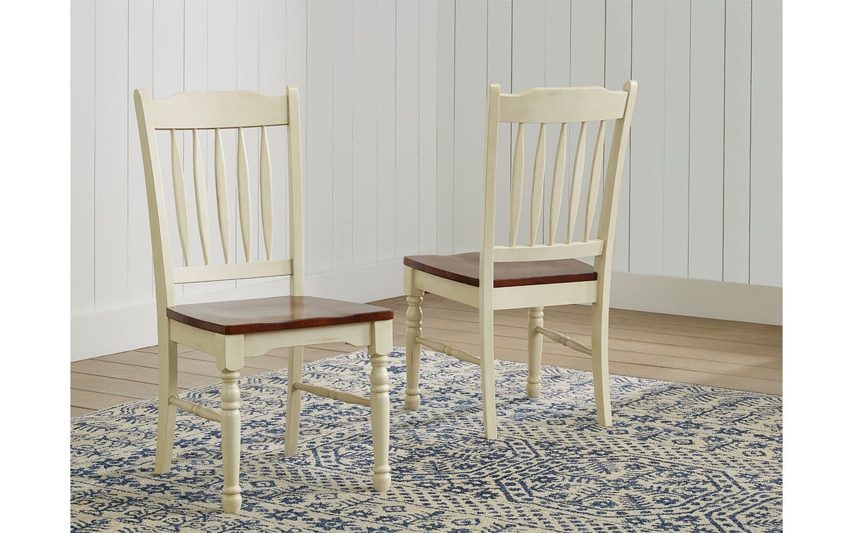 British Isles Dining Slatback Sidechair With Wood Seat