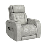 Prime Time - P3 Recliner With 7 Colors Led, Cup Holders And Wireless Charger Controller - Leather Gel Light Gray