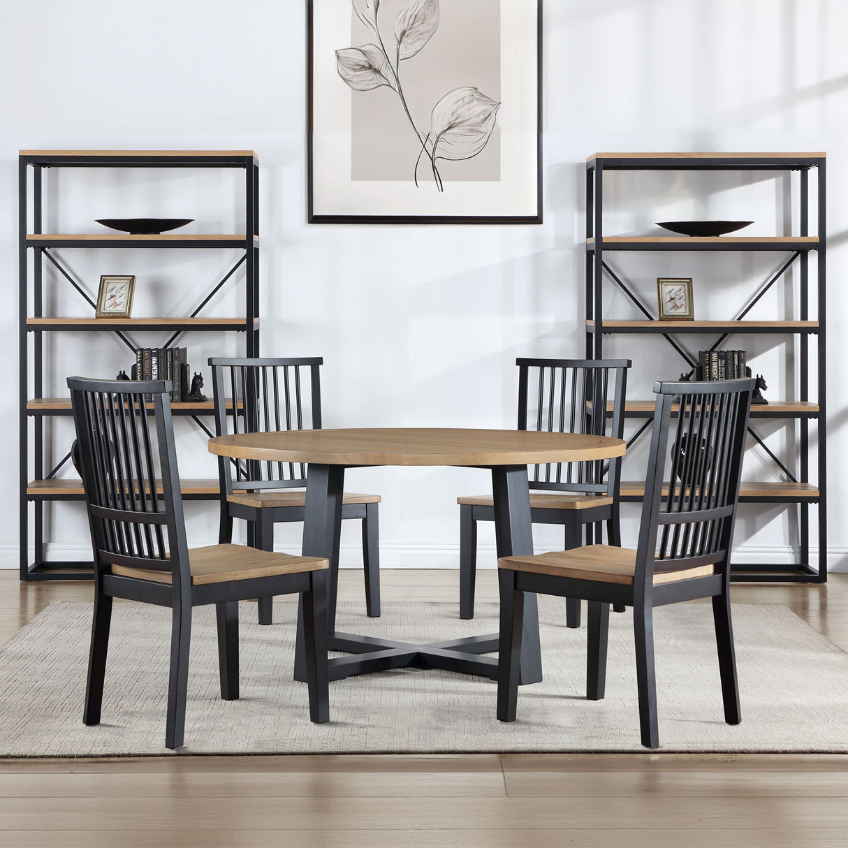 Magnolia - Round Dining Set With Two Tone Table