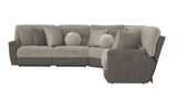 Rendezvous - 5 Piece Modular Sectional With 3 Reclining Seats & Castered Cocktail Ottoman - Umber