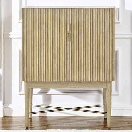 Vida - Marble Top Wine Cabinet - White