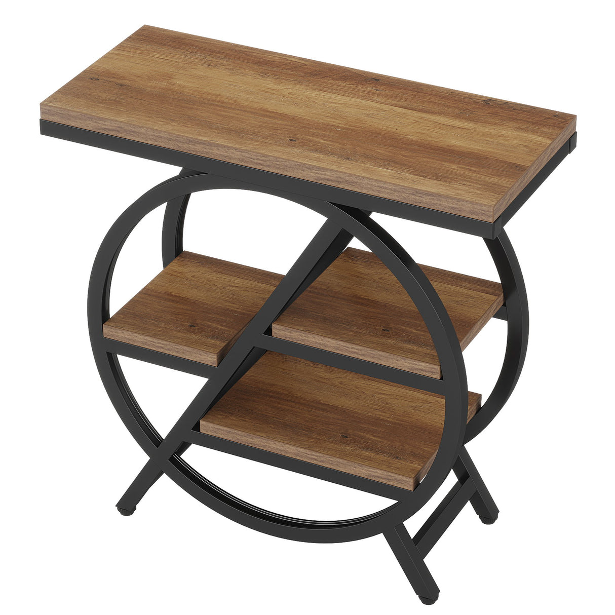 Modern Narrow End Table With 3 Tier Shelves