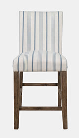 Eastern Tides - Upholstered Counter Stool (Set of 2) - Blue Stripe / White