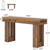 Rectangular Extra Long Console Table For Living Entryway - Rustic Brown