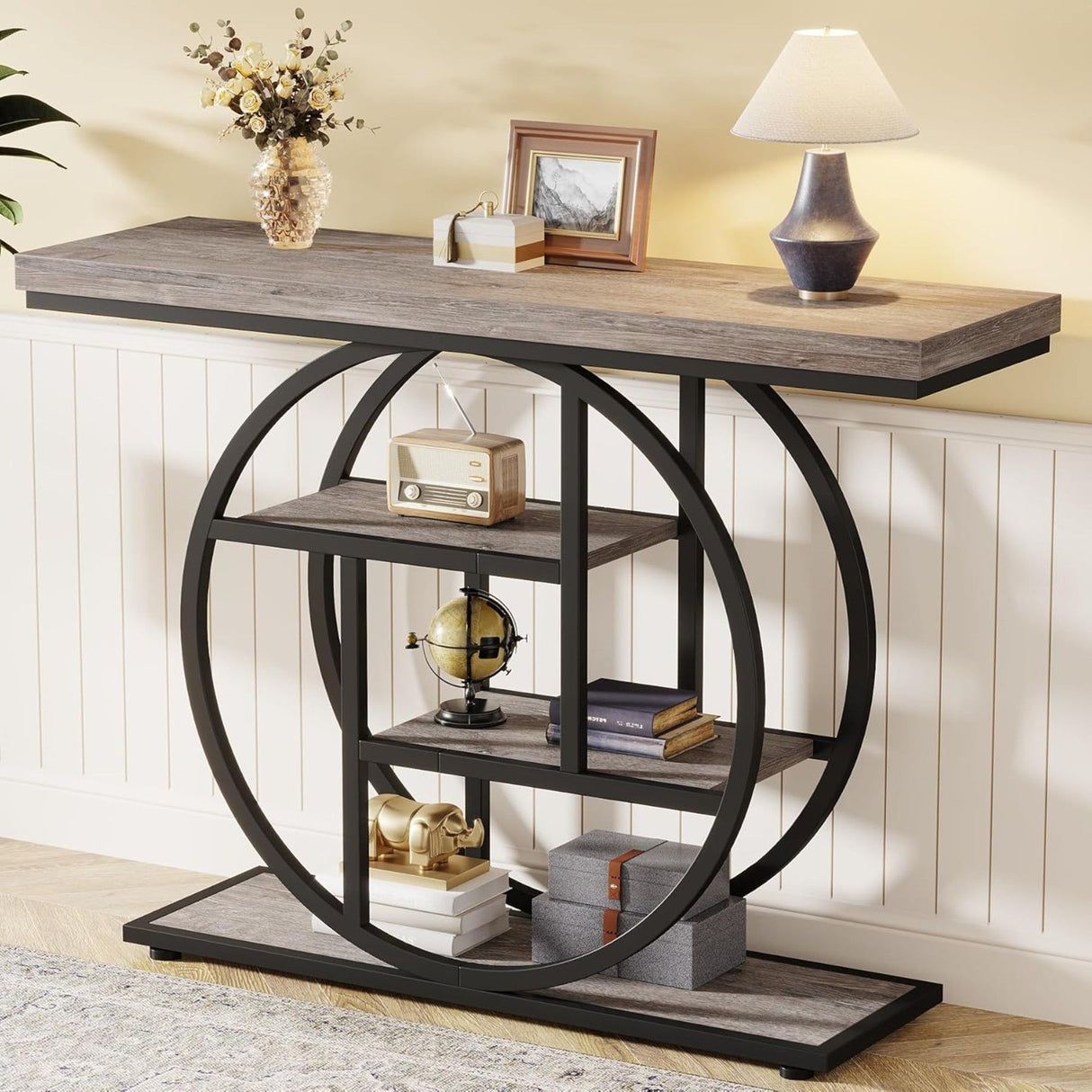 Console Table With 4 Tier Design For Living Hallway