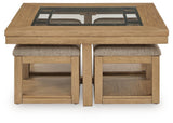Wittenmyer - Cocktail Table With 4 Stools (Set of 5) - Natural / Black