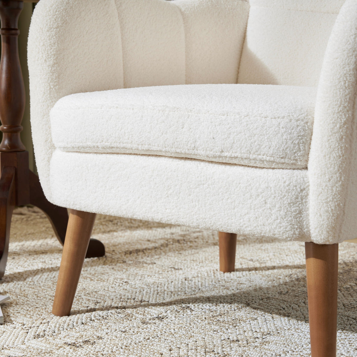 Accent Chair With Birch Wood Legs - White