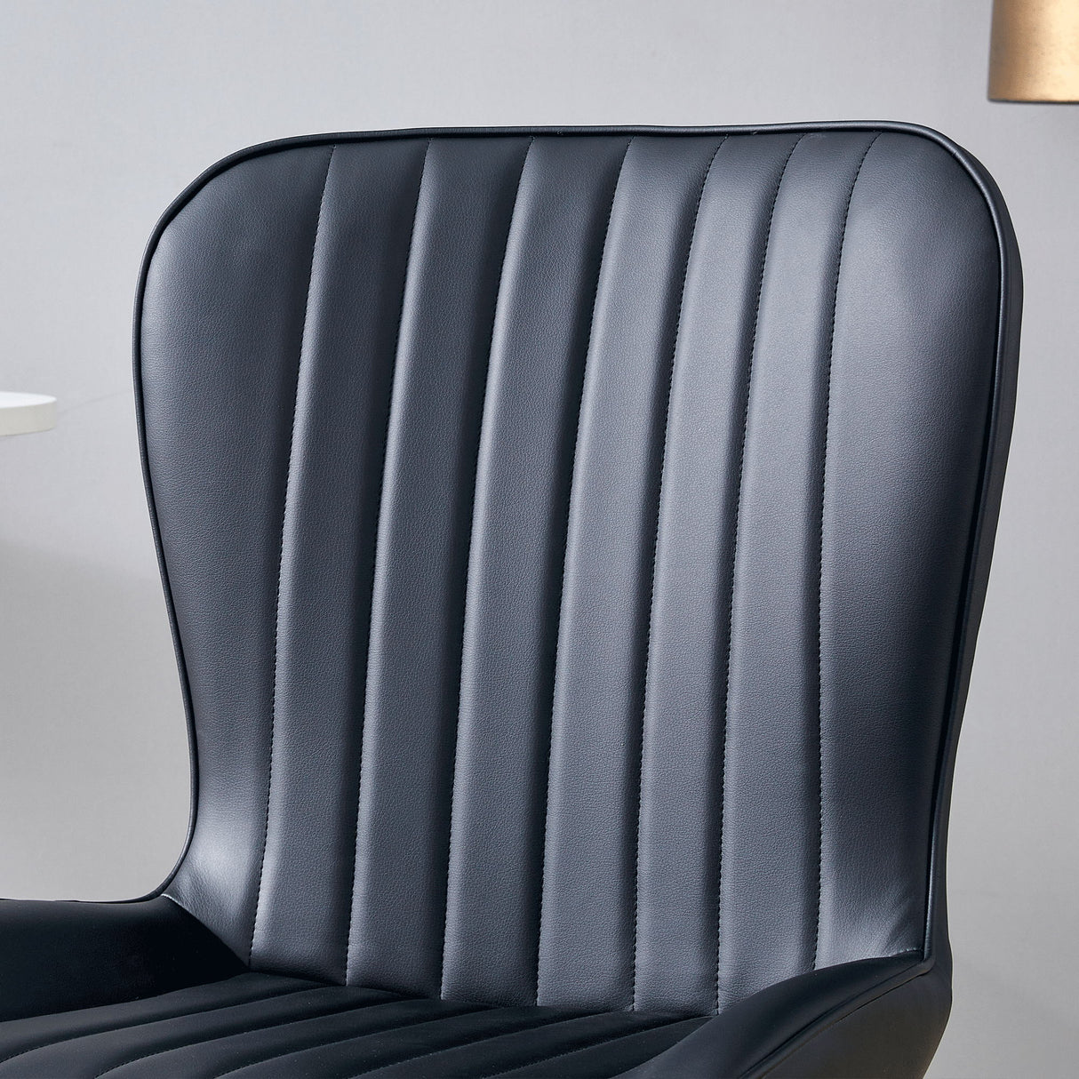 Minimalist Ergonomic Dining Chair (Set of 4) With Curved Cushions And Metal Frame - Black