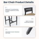 5 Pieces Outdoor Patio Bar Set, Rounded Square Table & 4 Aluminum Bar Stools