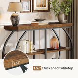 Console Table With Arched Frame, 3 Tier For Living Room - Brown / Black