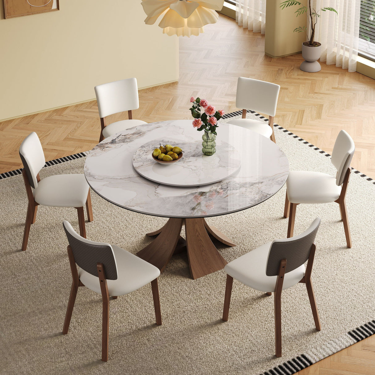 Dining Table Set With Wooden Base