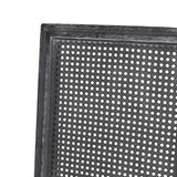 French Country Dining Chair With Rectangular Cane Backrest And Smooth Upholstered Seating