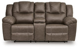 Lowilla - Double Reclining Loveseat With Console - Driftwood