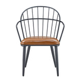 Industrial Inspired Upholstered Dining Chair Set With Metal Legs (Set of 2) - Brown