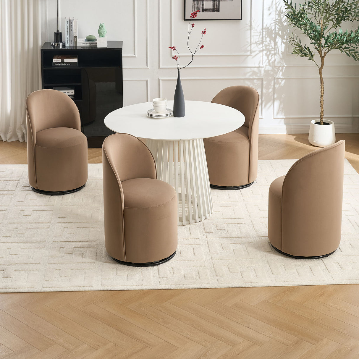 360 Degree Swivel Armless Dining Barrel Chair