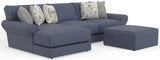 Cape May - Sofa Chaise With Comfort Coil Seating, 41" Cocktail Ottoman And 5 Accent Pillows