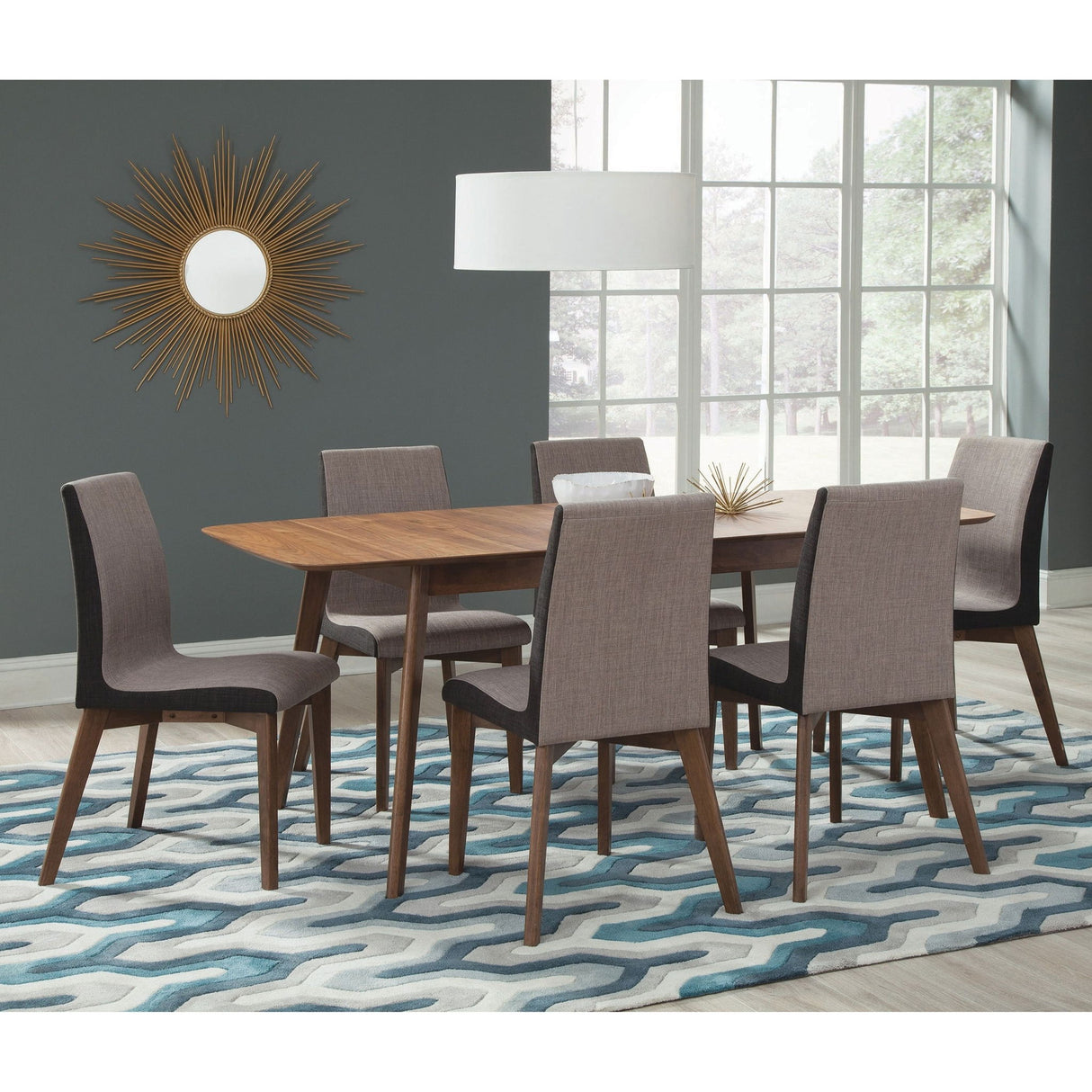 Dining Room Side Chair Set With Sleek Curves And 2 Tone Upholstery - Brown / Gray
