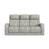 Prime Time - P3 Sofa With Ddt, 3.0 Table, 7 Colors (Led And Cup Holders), Reading Light, Vibration, Speaker, And Heat Massage - Leather Gel Light Gray