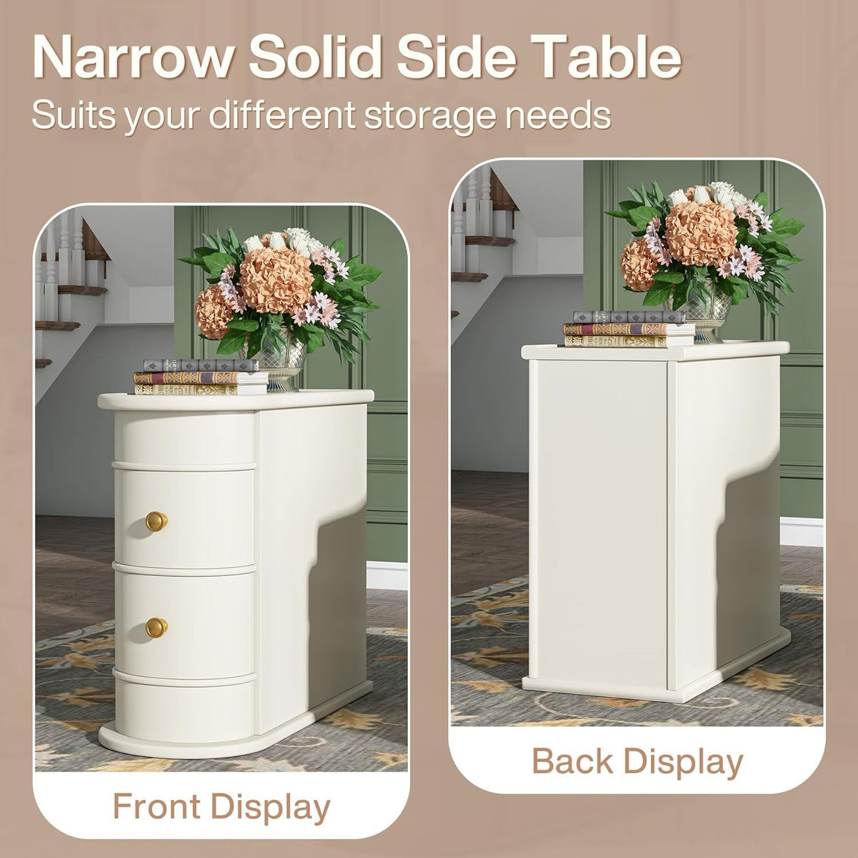 Narrow 2 Drawer End Table