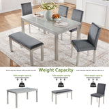 Dining Table Set, Table With A Rectangular Table And Upholstered Chairs