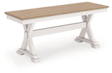 Purlaney - Large Dining Room Bench - Antique White / Natural