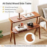 Narrow End Table With 2 Tier Shelf - Cherry