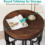 Round End Table Nightstand For Living - Brown / Black