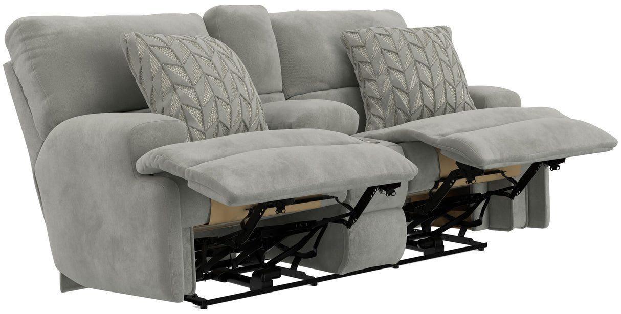 Renaldo - Power Lay Flat Recline Console Loveseat With Zero Gravity - Stone