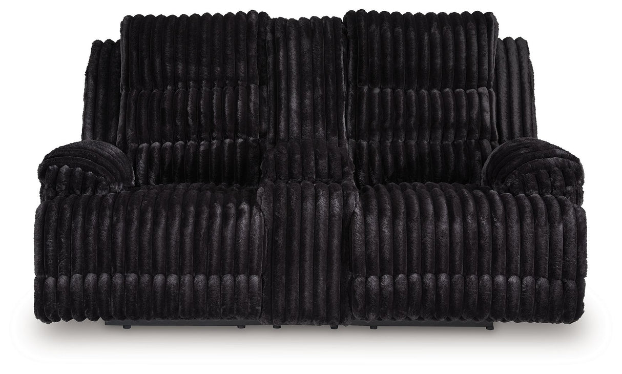 Rhine Falls - Onyx - Double Reclining Power Loveseat With Console