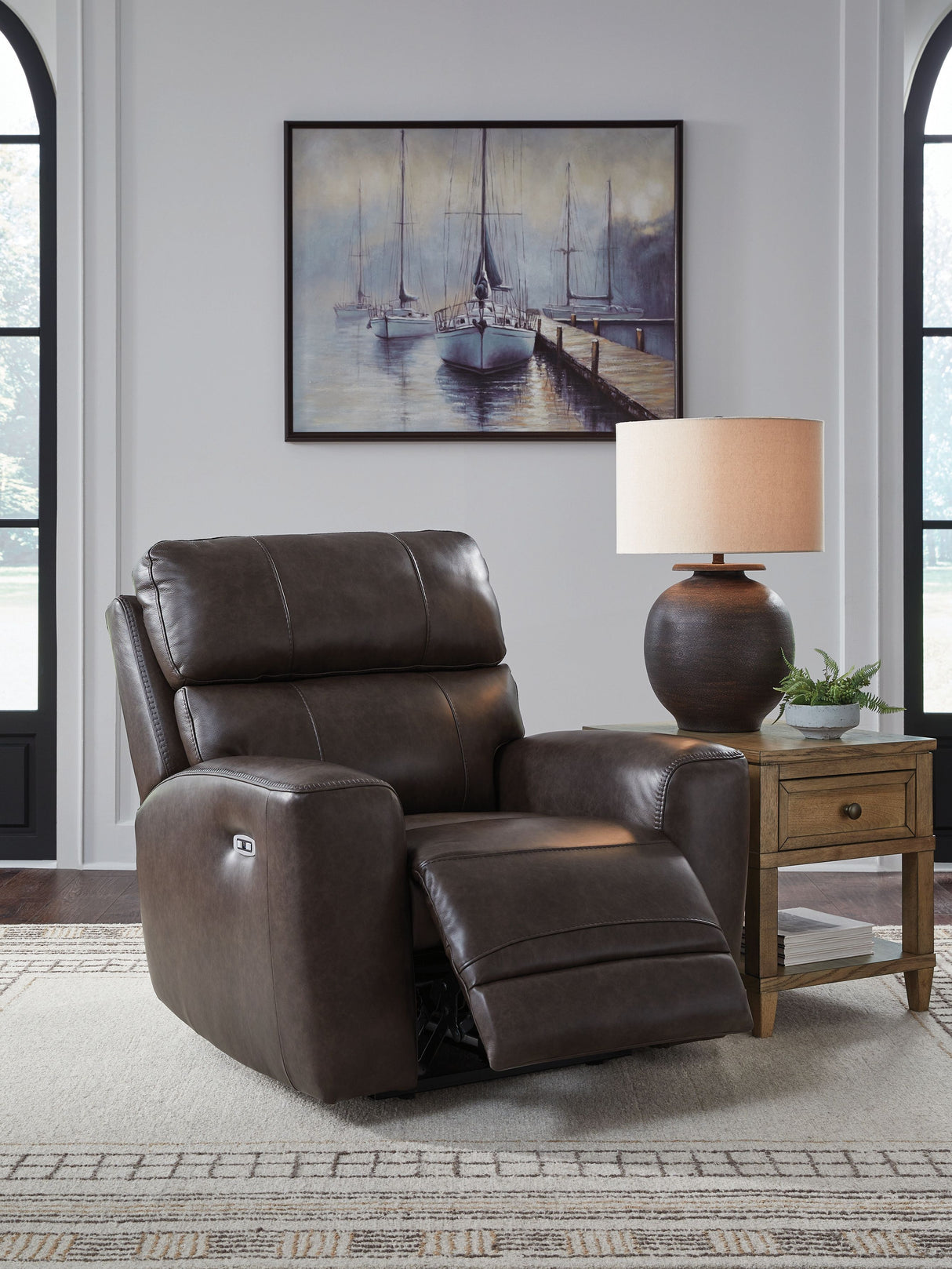 Crossplex - Smoke - Power Recliner / Adjustable Headrest