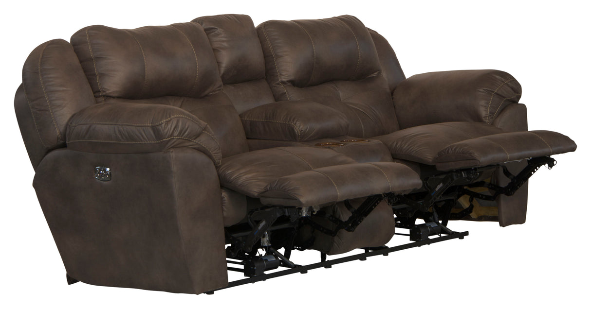 Ferrington - Power Lay Flat Reclining Console Loveseat with Power Adjustable Headrest & Lumbar