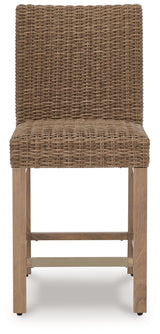 Walton Bridge - 5 Pc. - Square Bar Table W/Fire Pit, 4 Barstools - Driftwood