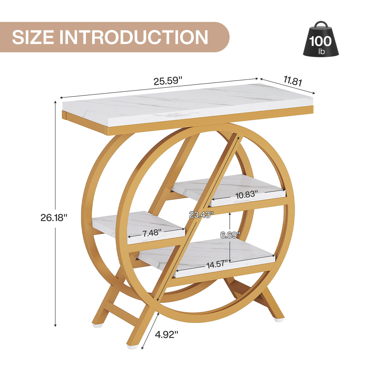 Modern Narrow End Table With 3 Tier Shelves