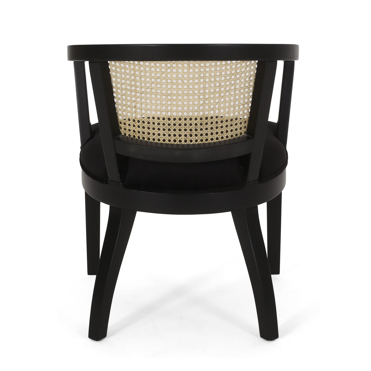 Elegant Dining Chair With Cane Web Backrests And Velvet Upholstery