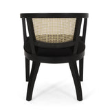 Elegant Dining Chair With Cane Web Backrests And Velvet Upholstery