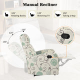 Modern Manual Recliner, Home Theater Chair With Adjustable Backrest For Living Room - Beige / Blue